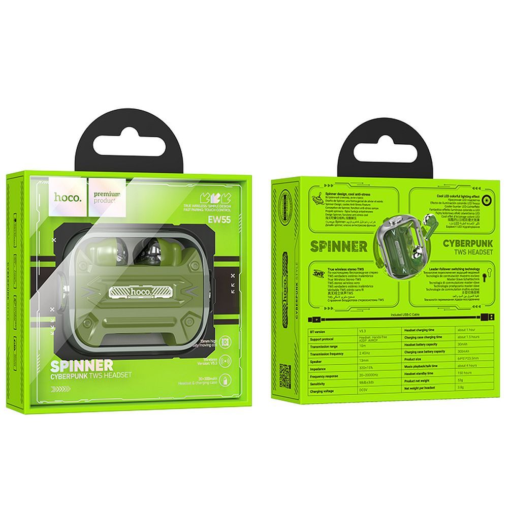 Casca HOCO Wireless Bluetooth  TWS EW55 Trendy True Army -Verde - 3 | YEO